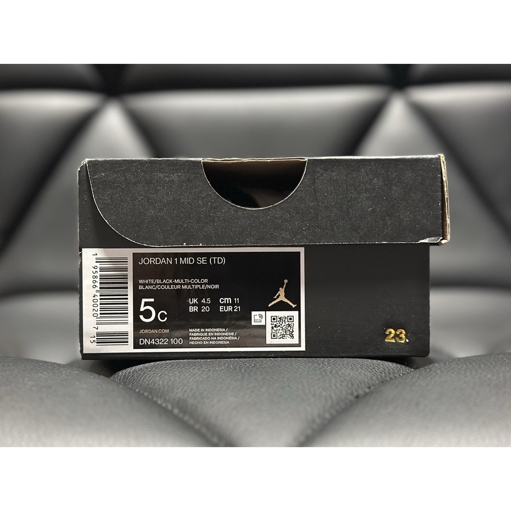 Air Jordan 1 Mid SE Diamond TD Toddler Black/White Shoes Size 5C NWT - Picture 6 of 6